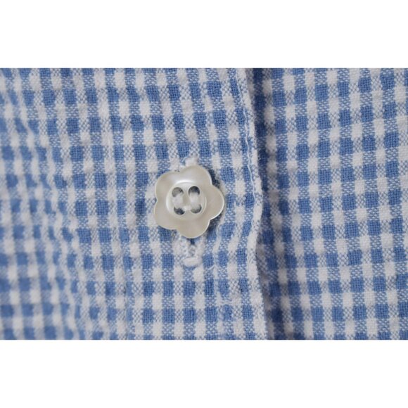 Vintage 80s Cotton Seersucker Check Blouse | size PM - Picture 6 of 10